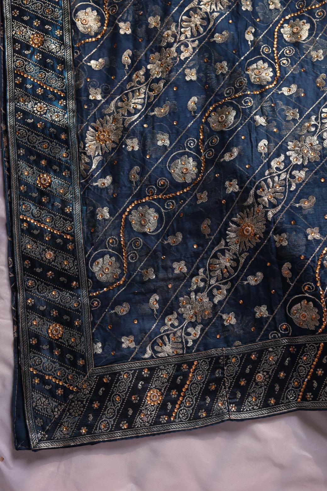 BLUE COLOUR KIMKHAB BANARASI GHARARA
