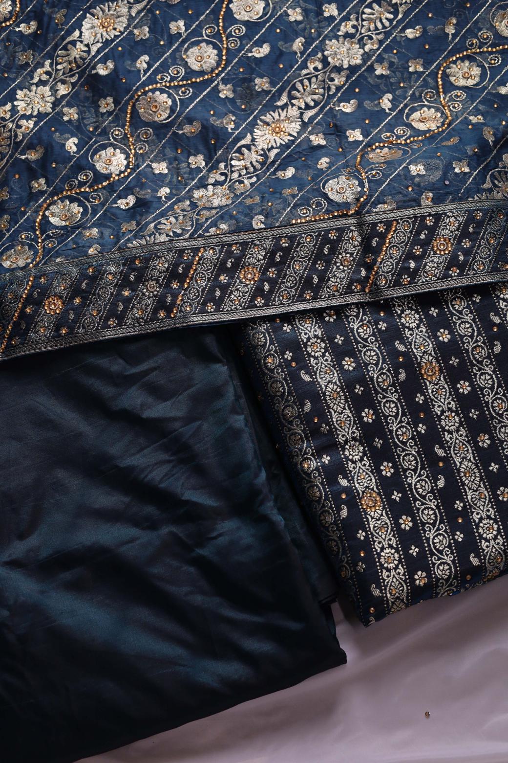 BLUE COLOUR KIMKHAB BANARASI GHARARA