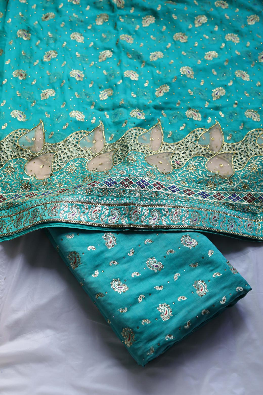 RAMA GREEN COLOUR PURE POTT SILK BANARASI GHARARA