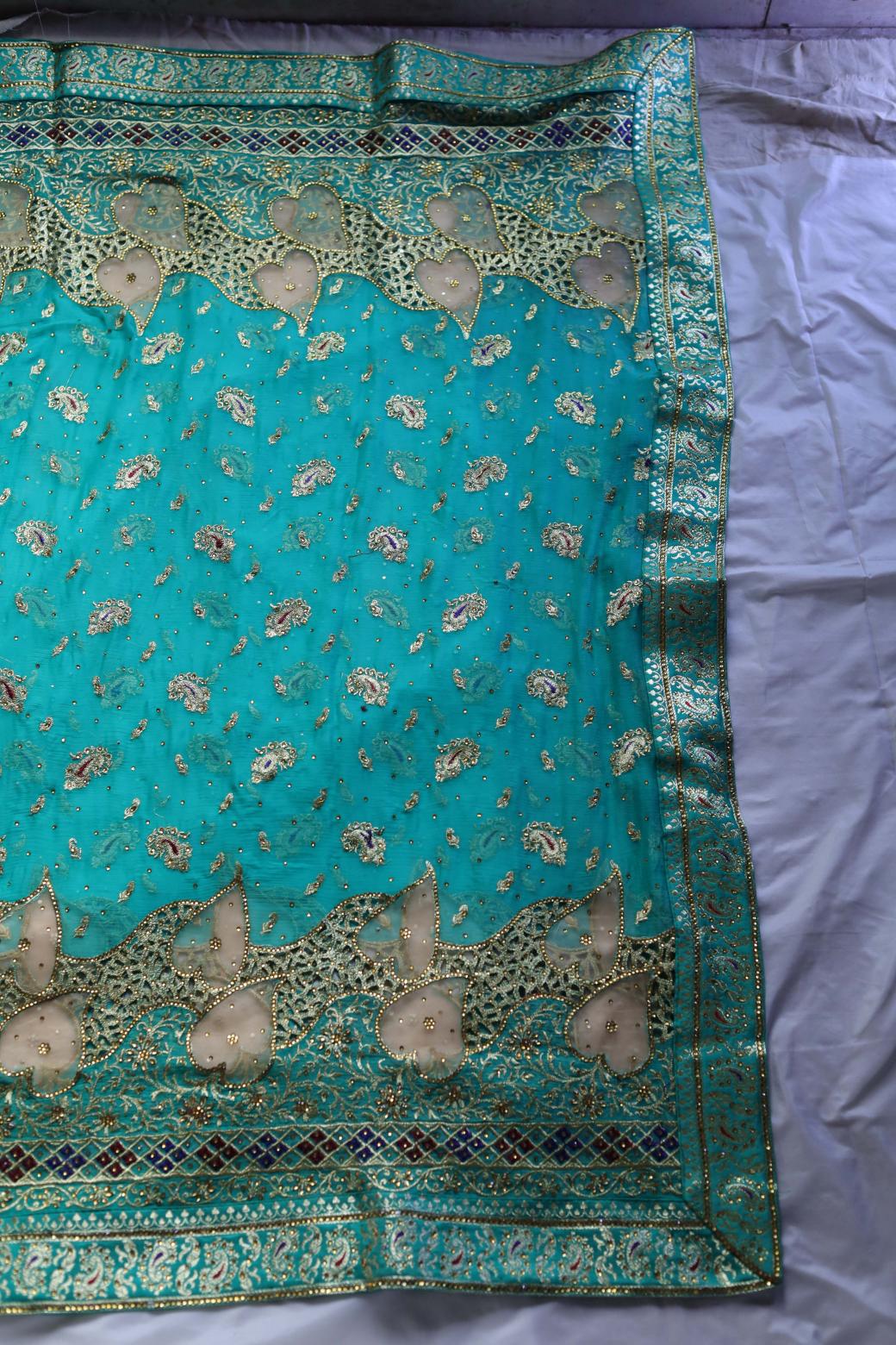 RAMA GREEN COLOUR PURE POTT SILK BANARASI GHARARA