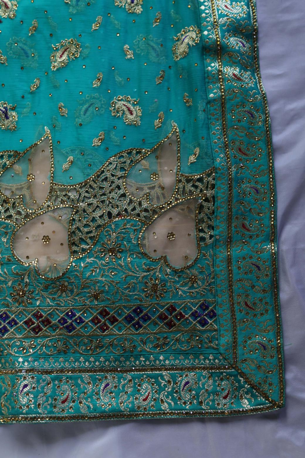 RAMA GREEN COLOUR PURE POTT SILK BANARASI GHARARA