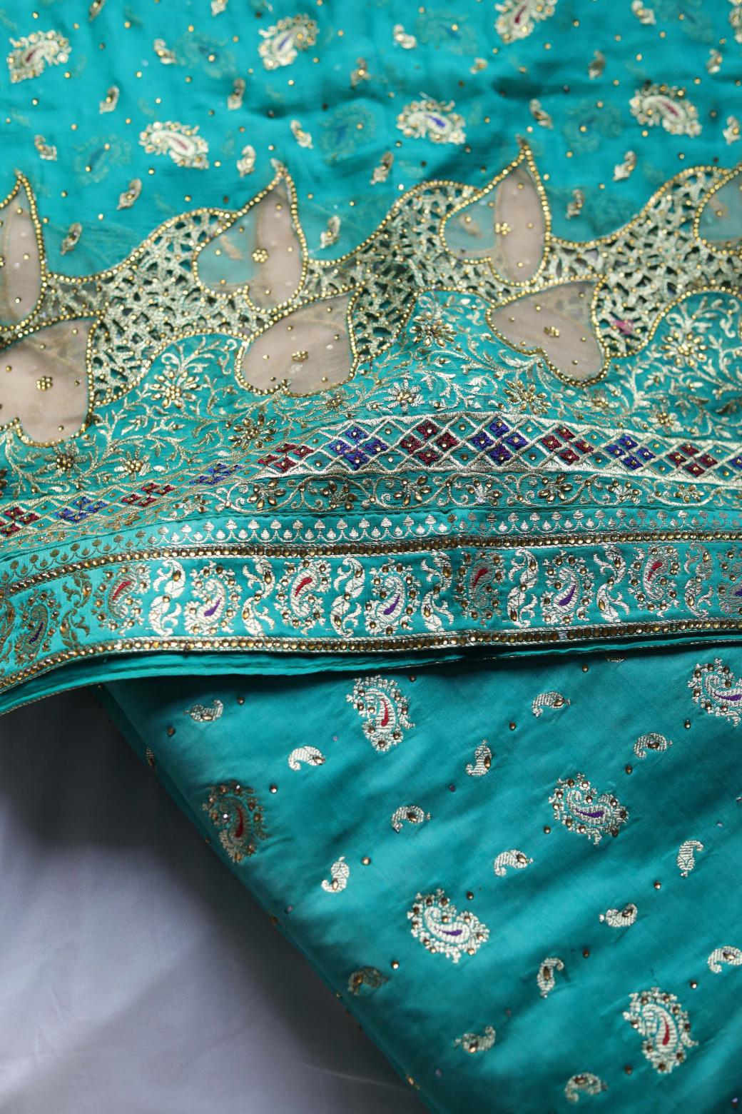 RAMA GREEN COLOUR PURE POTT SILK BANARASI GHARARA