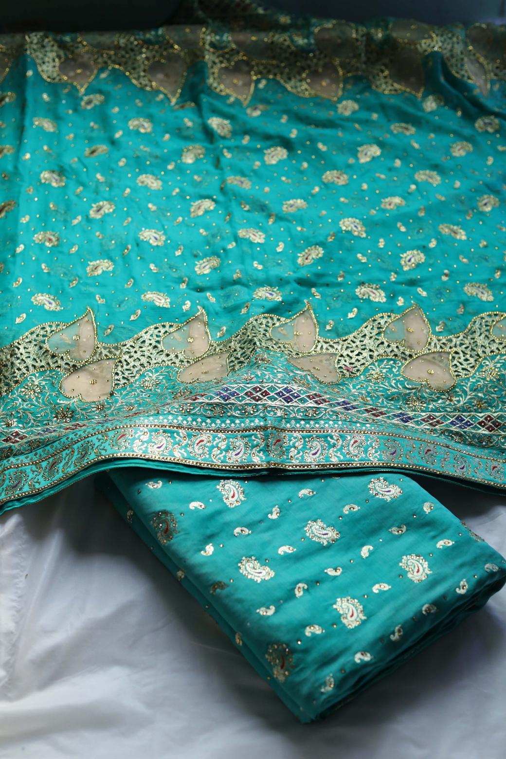 RAMA GREEN COLOUR PURE POTT SILK BANARASI GHARARA