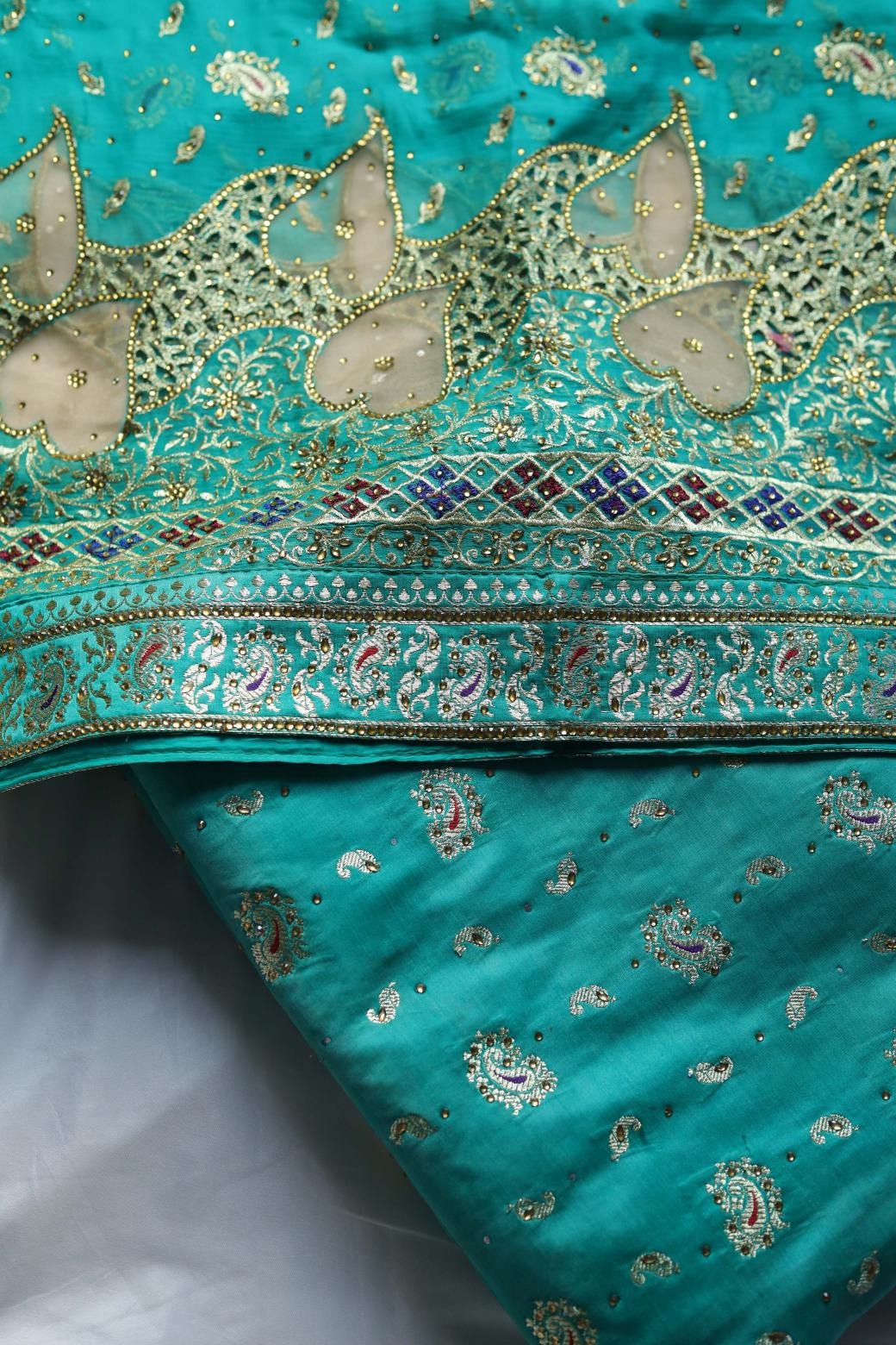 RAMA GREEN COLOUR PURE POTT SILK BANARASI GHARARA