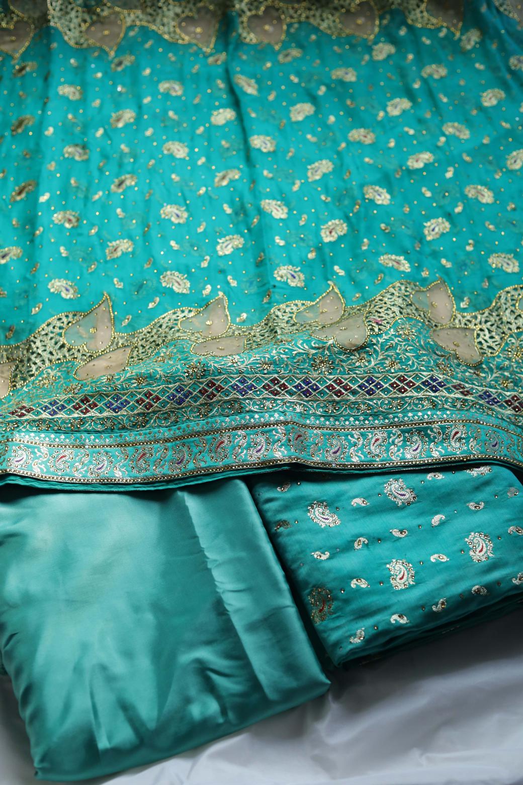RAMA GREEN COLOUR PURE POTT SILK BANARASI GHARARA