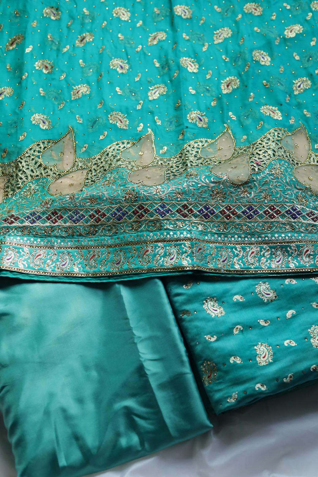 RAMA GREEN COLOUR PURE POTT SILK BANARASI GHARARA