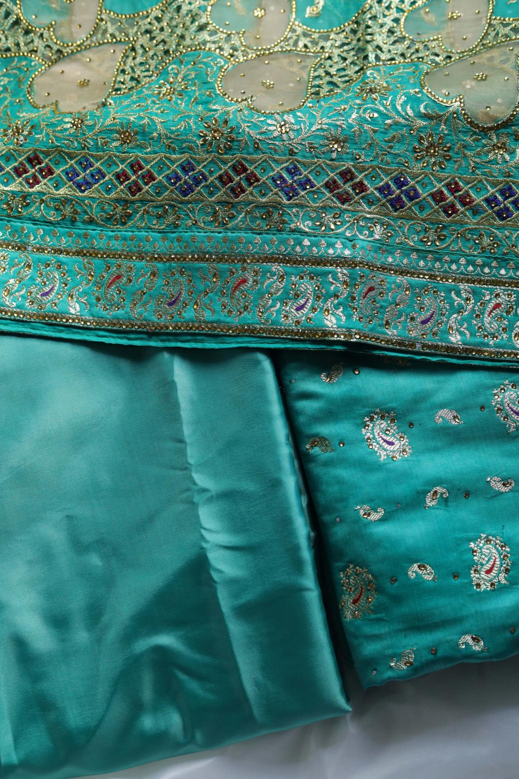 RAMA GREEN COLOUR PURE POTT SILK BANARASI GHARARA