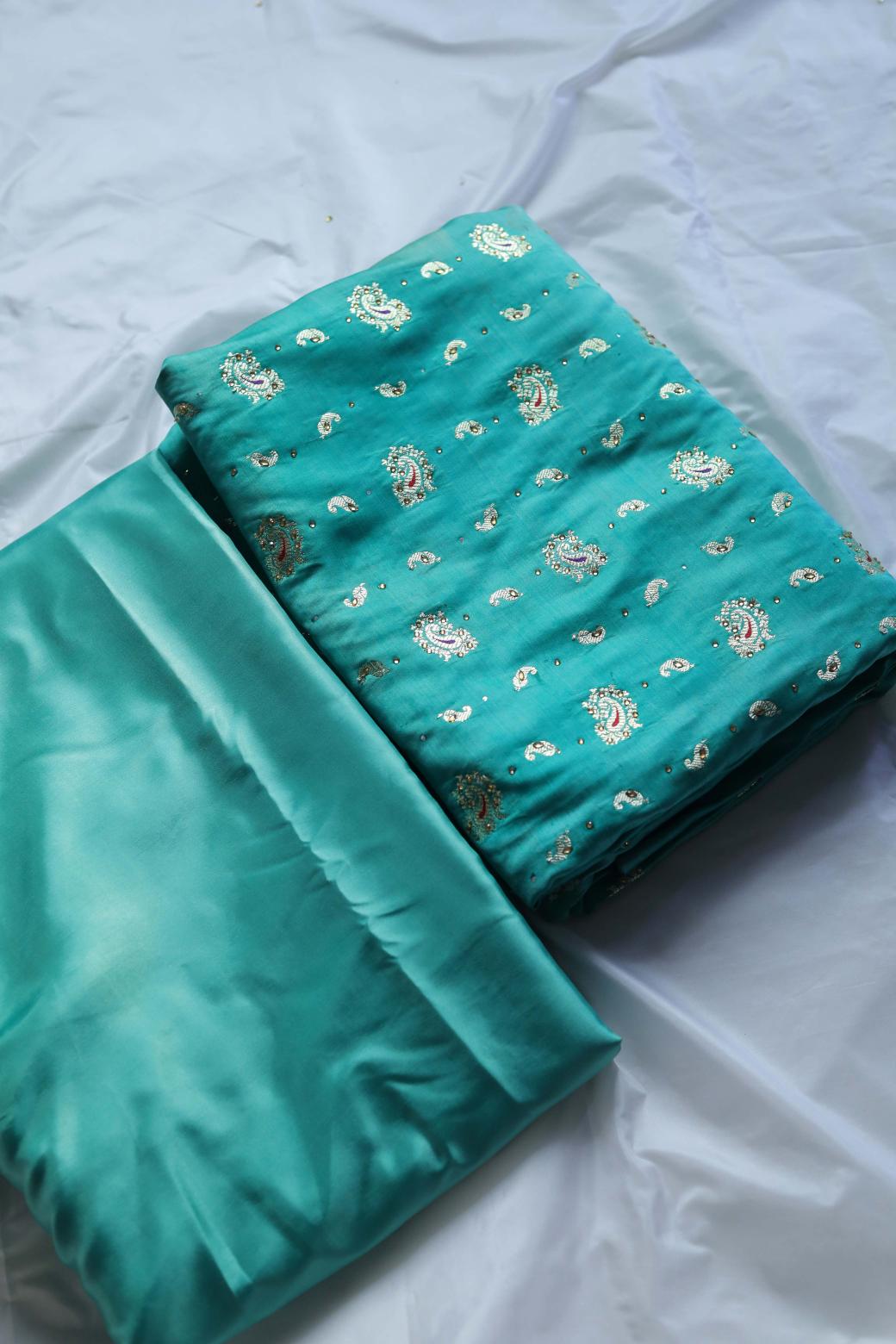 RAMA GREEN COLOUR PURE POTT SILK BANARASI GHARARA