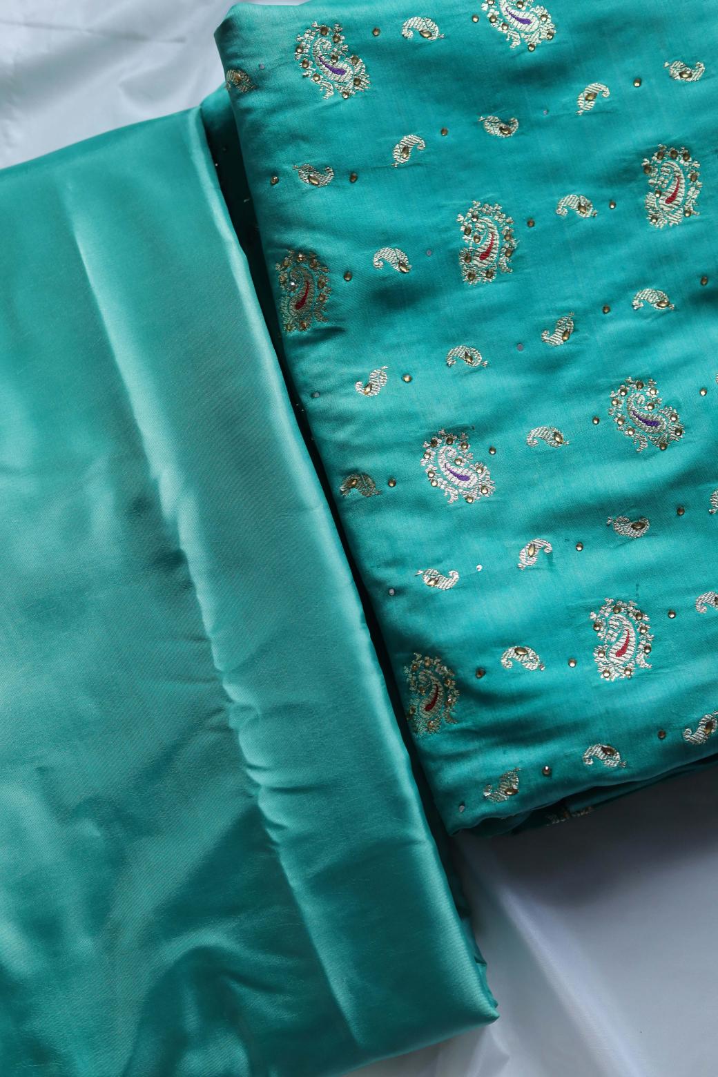RAMA GREEN COLOUR PURE POTT SILK BANARASI GHARARA