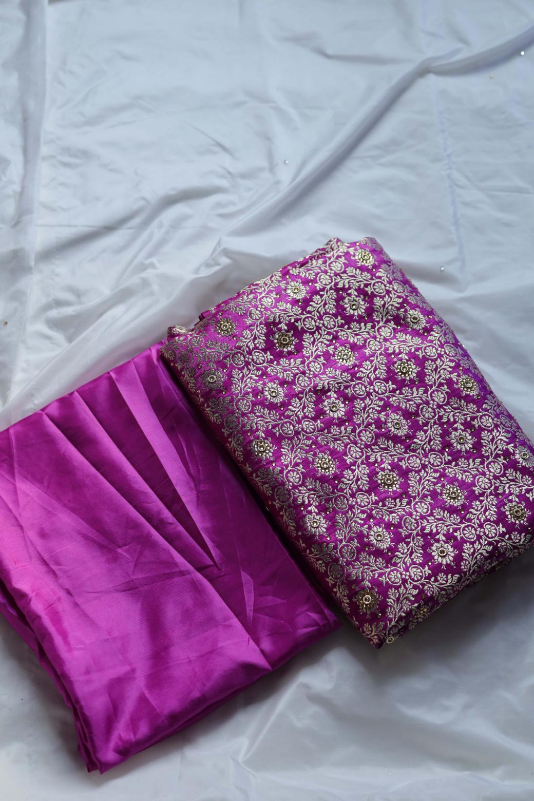 RAMA GREEN & PURPLE CONTRAST COLOUR PURE KIMKHAB BANARASI GHARARA
