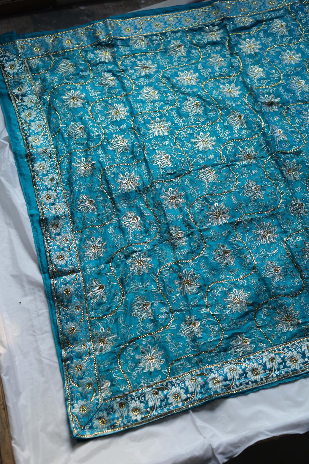SEA BLUE COLOUR PURE KIMKHAB BANARASI GHARARA