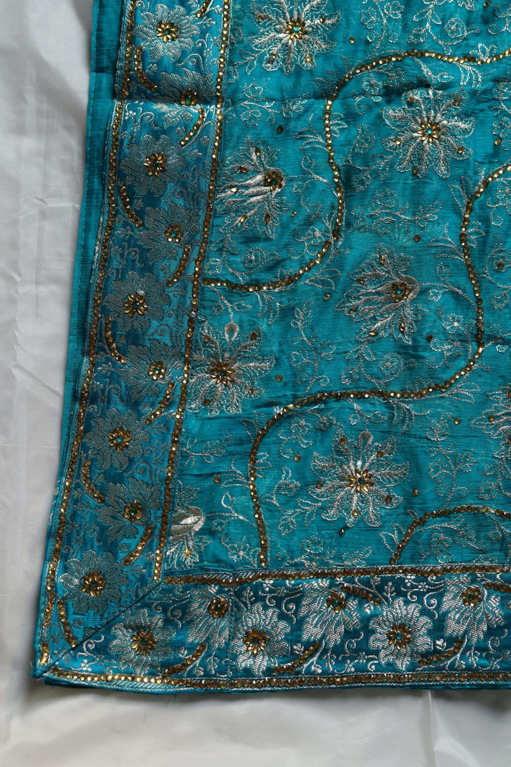 SEA BLUE COLOUR PURE KIMKHAB BANARASI GHARARA