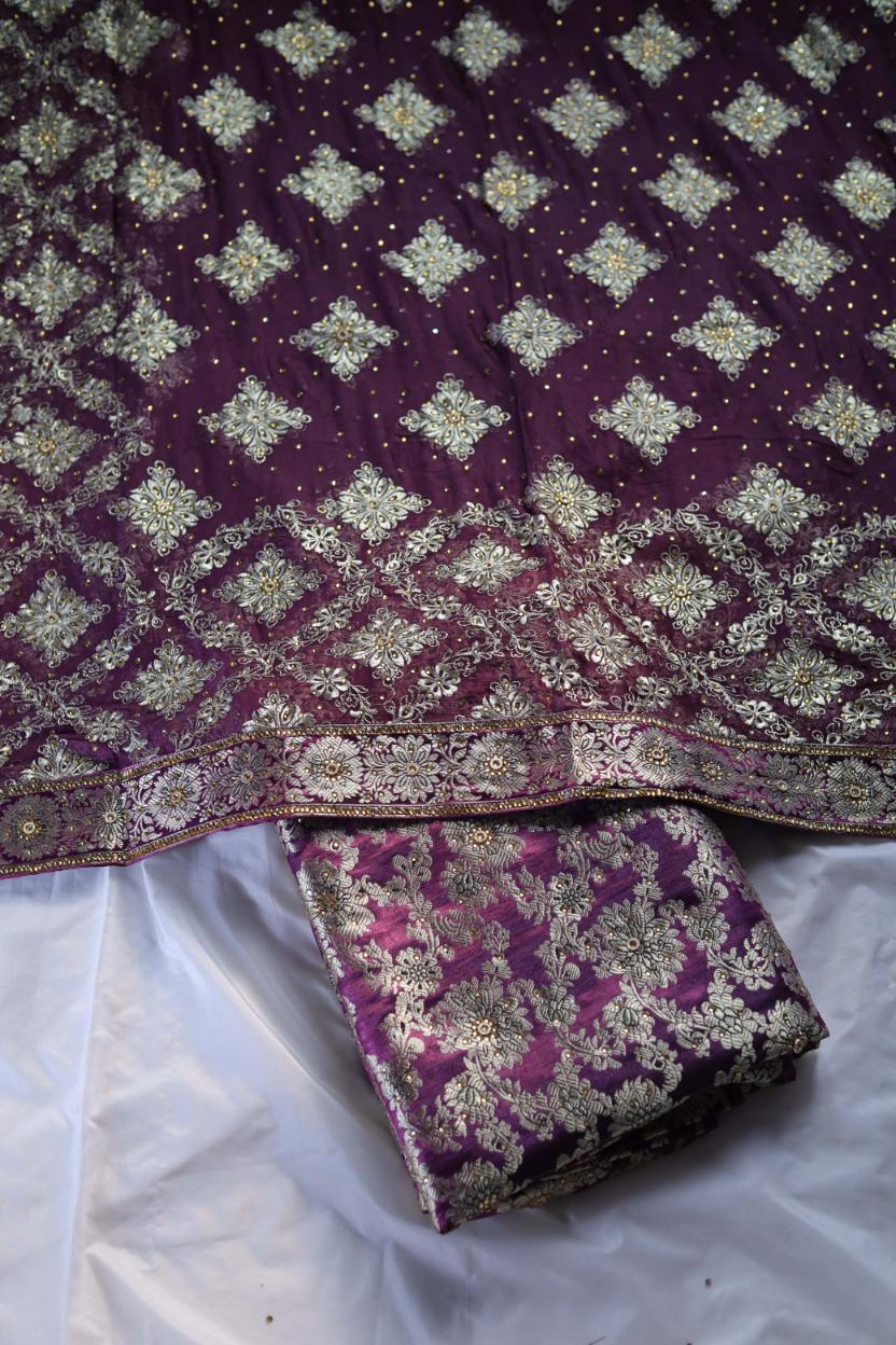 VINE COLOUR KIMKHAB BANARASI GHARARA
