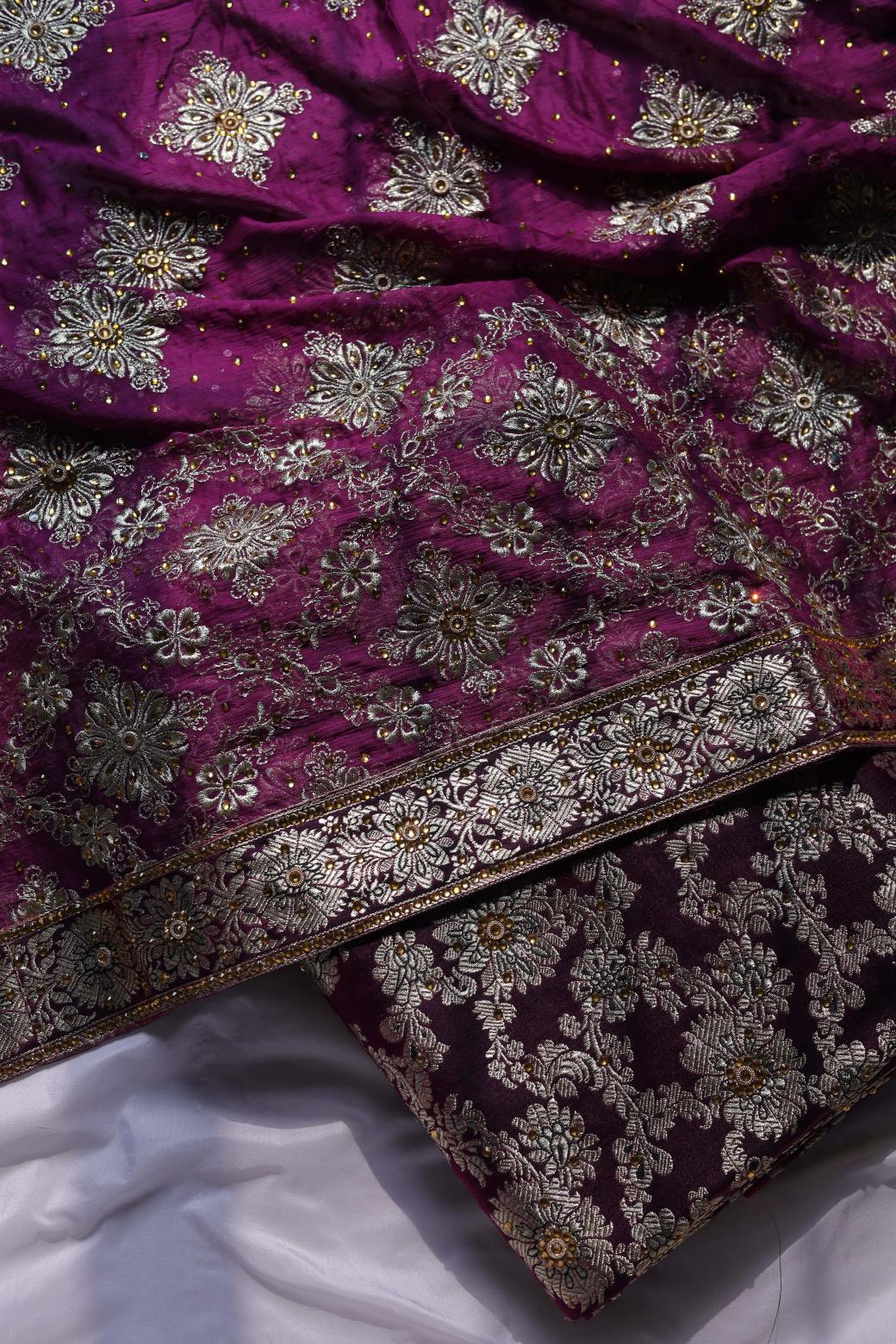 VINE COLOUR KIMKHAB BANARASI GHARARA