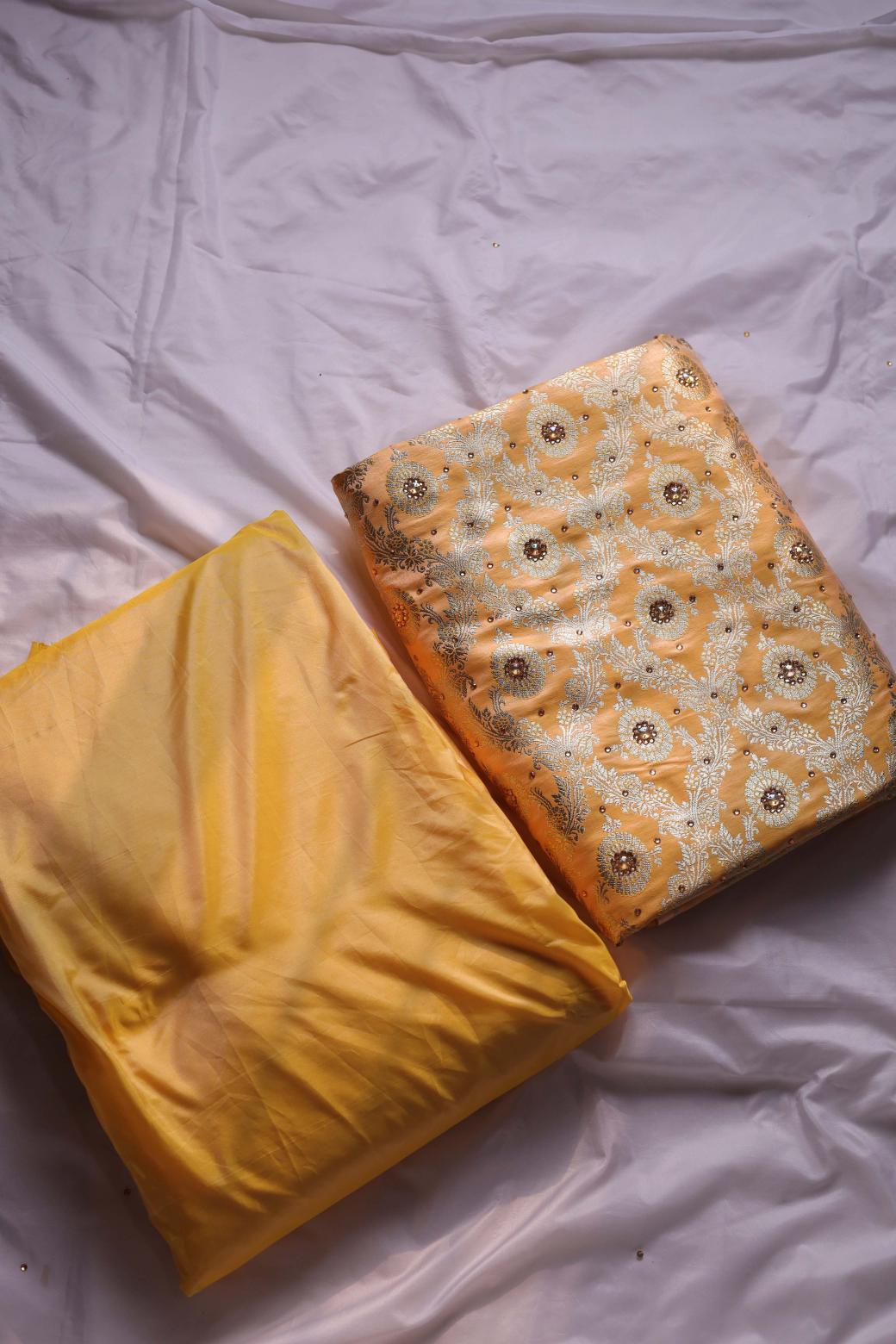 YELLOW COLOUR KIMKHAB BANARASI GHARARA