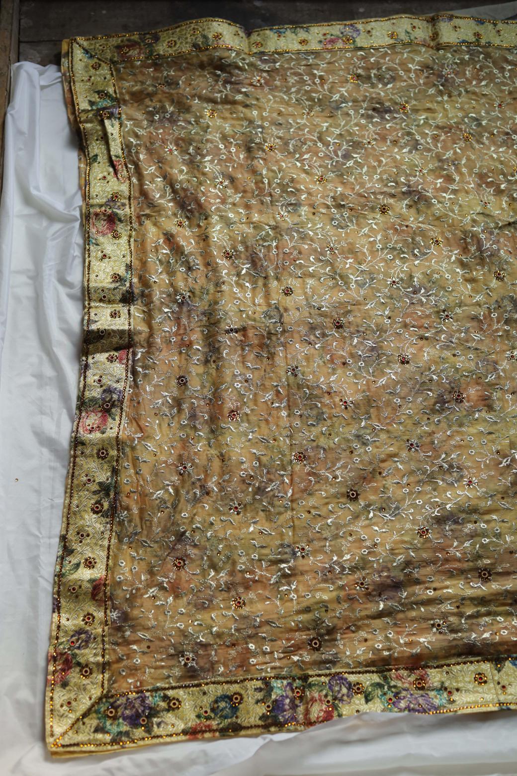 YELLOW COLOUR PRINTED KIMKHAB BANARASI GHARARA