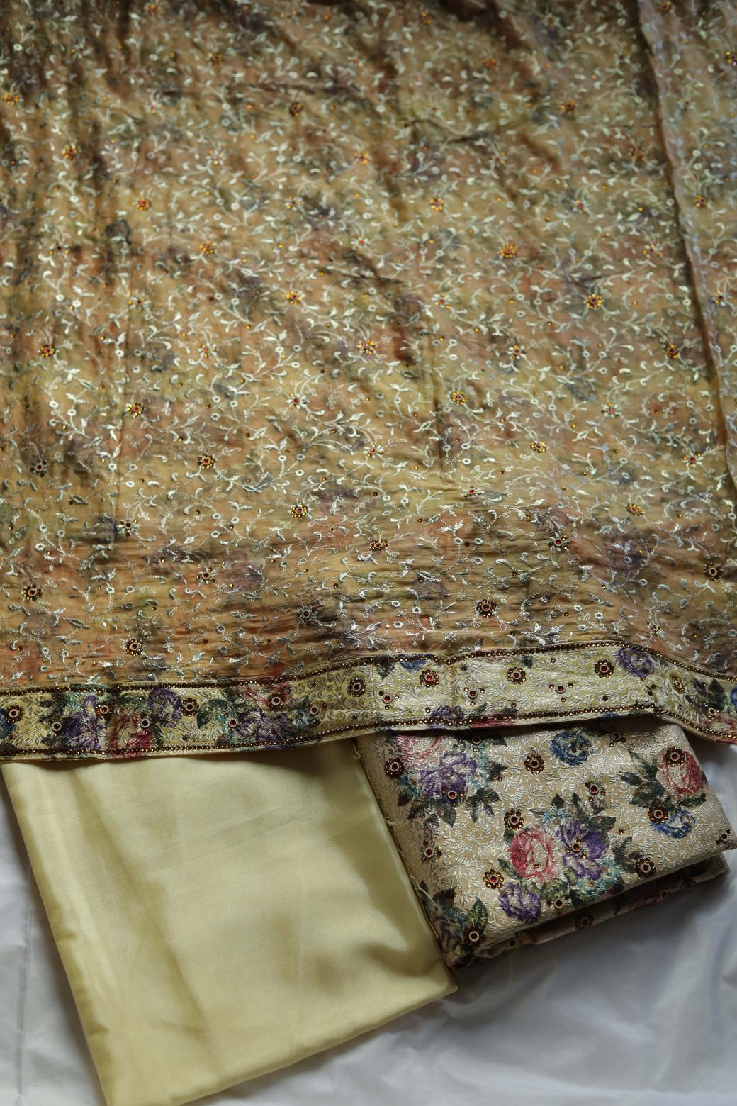 YELLOW COLOUR PRINTED KIMKHAB BANARASI GHARARA