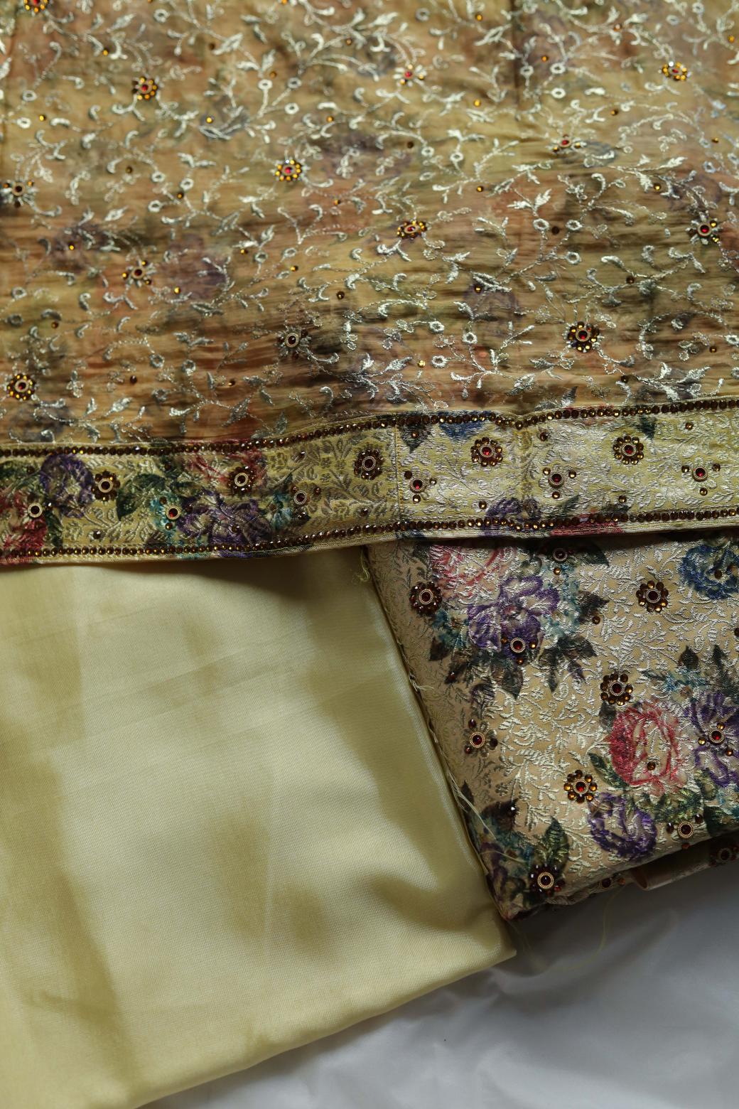 YELLOW COLOUR PRINTED KIMKHAB BANARASI GHARARA