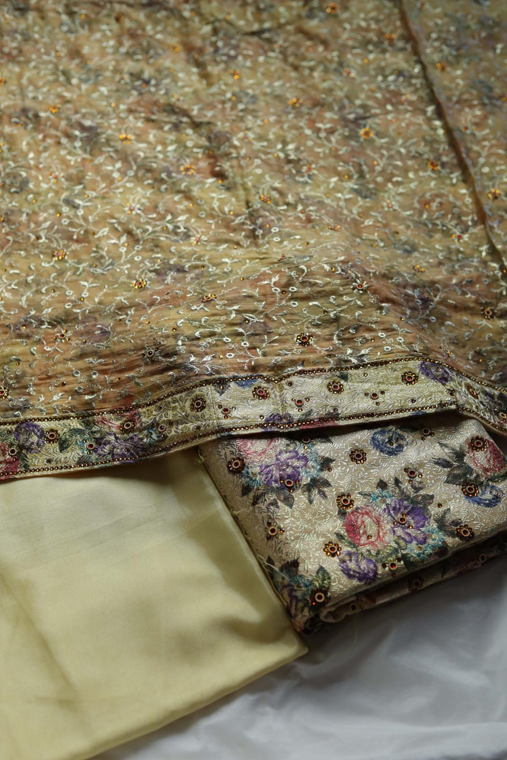 YELLOW COLOUR PRINTED KIMKHAB BANARASI GHARARA