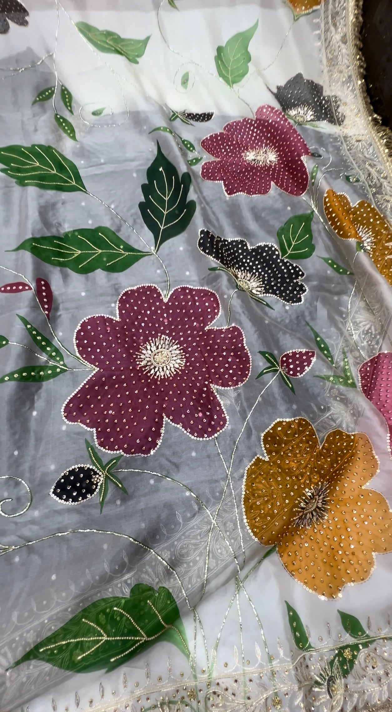 FULL DAPKA ZARDOZI HANDWORK GHARARA WITH HAND PAINTED DUPATTA