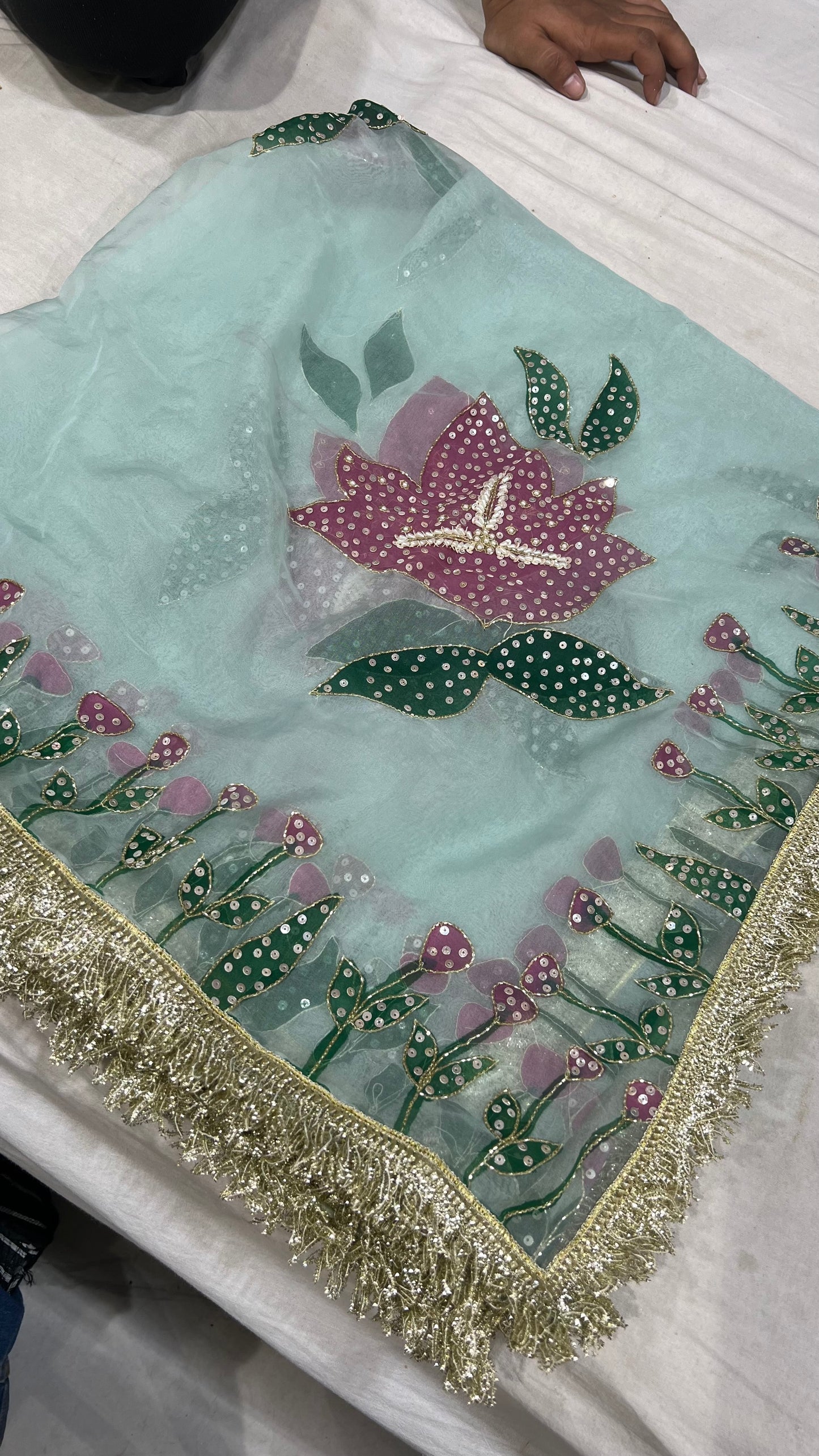 HAND PAINTED HAND WORK ZARDOZI DUPATTA
