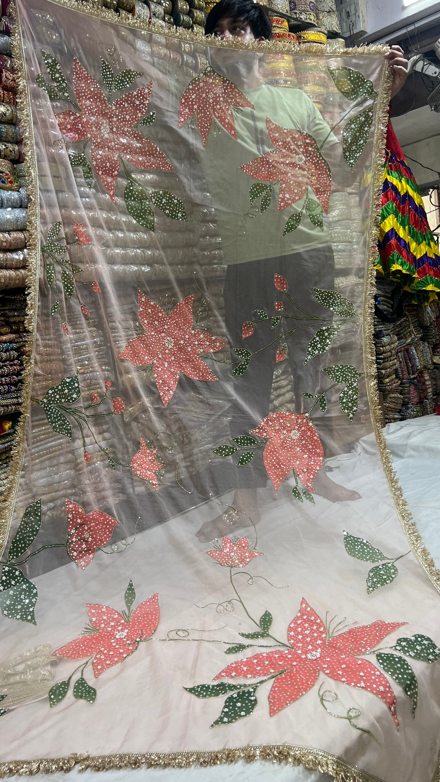 HAND PAINTED HAND WORK ZARDOZI DUPATTA