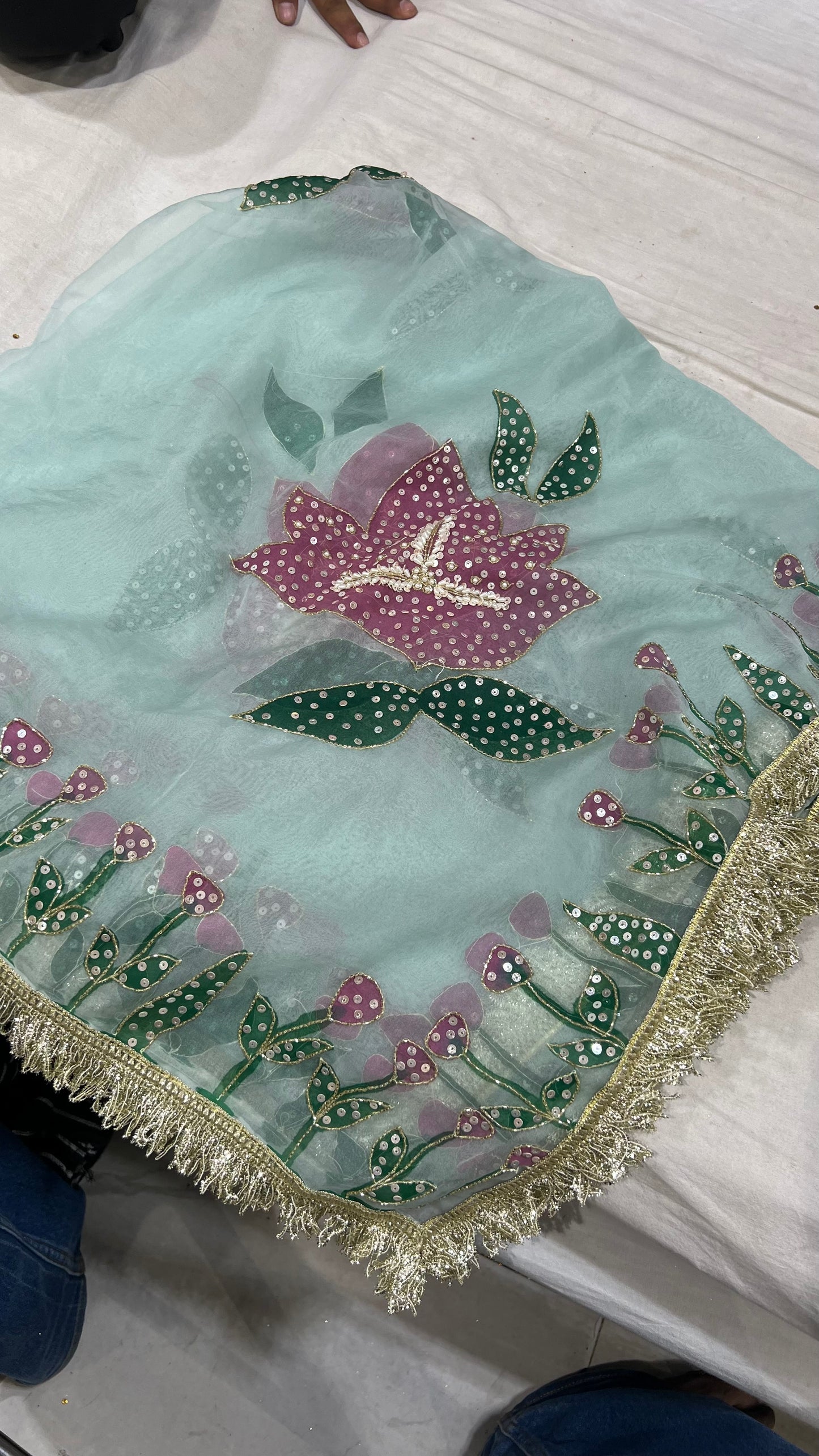 HAND PAINTED HAND WORK ZARDOZI DUPATTA