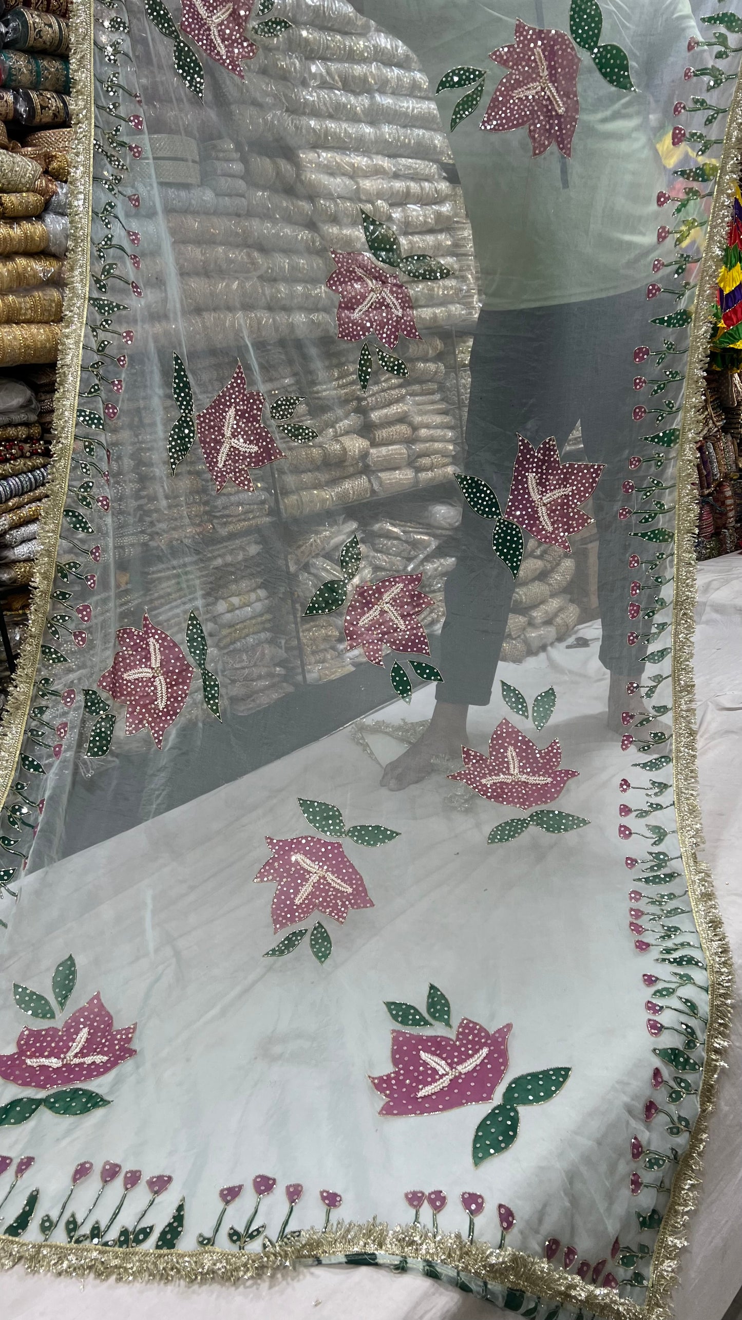 HAND PAINTED HAND WORK ZARDOZI DUPATTA