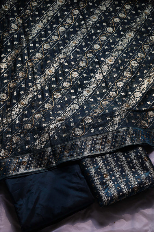 BLUE COLOUR KIMKHAB BANARASI GHARARA