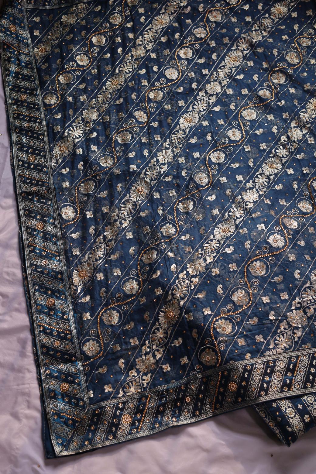 BLUE COLOUR KIMKHAB BANARASI GHARARA