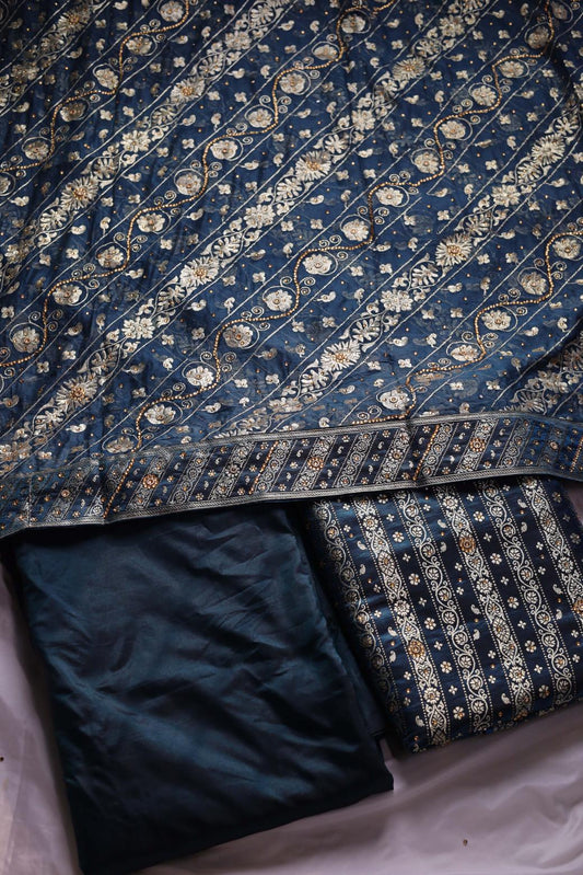 BLUE COLOUR KIMKHAB BANARASI GHARARA
