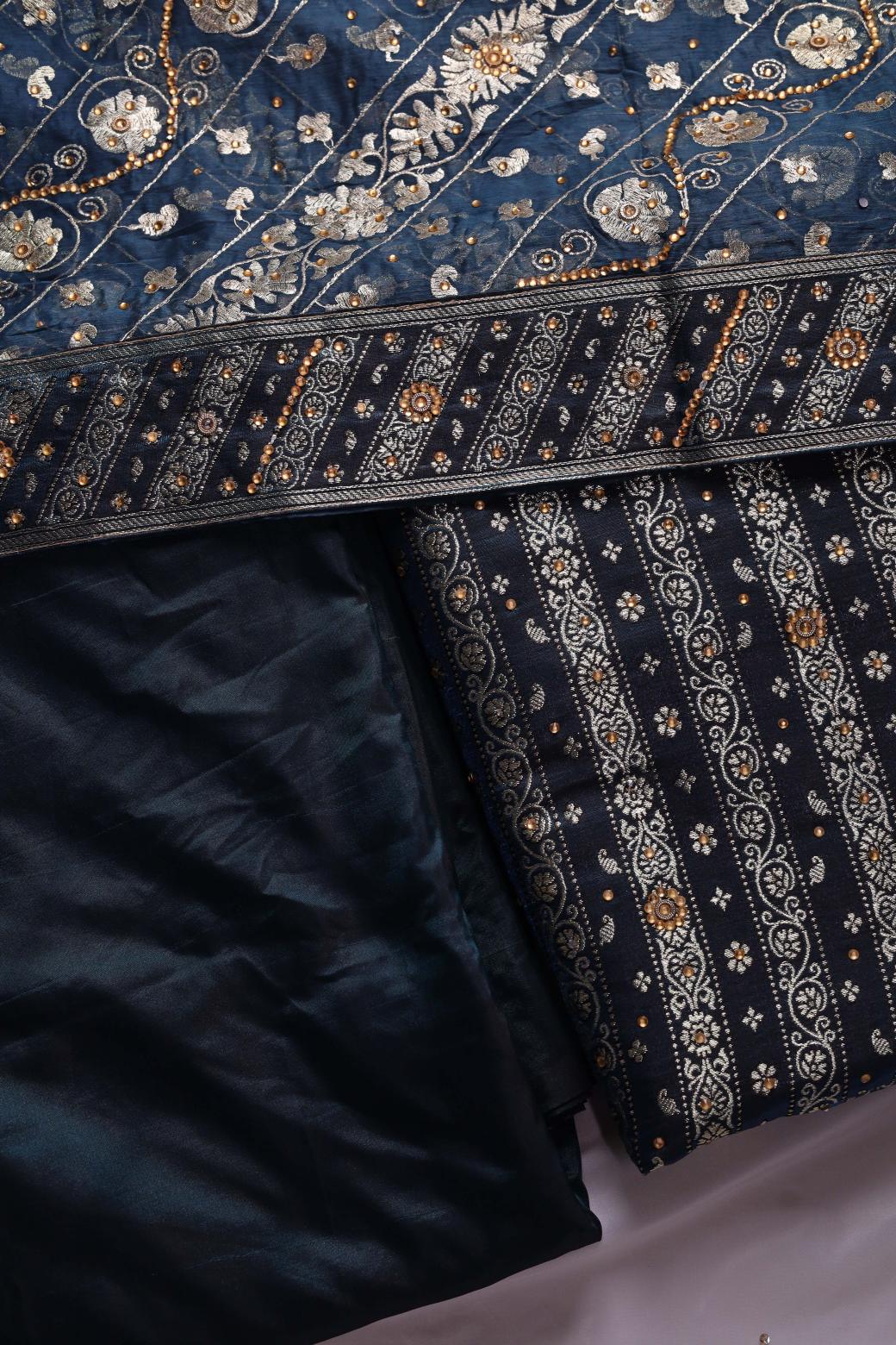 BLUE COLOUR KIMKHAB BANARASI GHARARA
