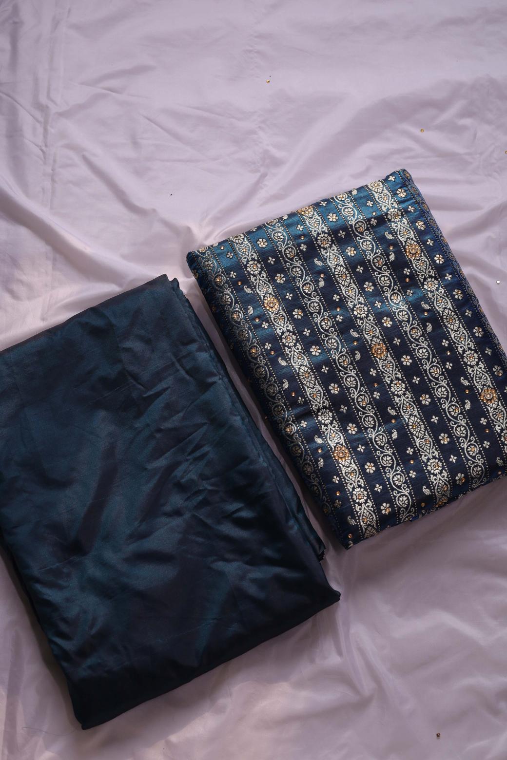 BLUE COLOUR KIMKHAB BANARASI GHARARA