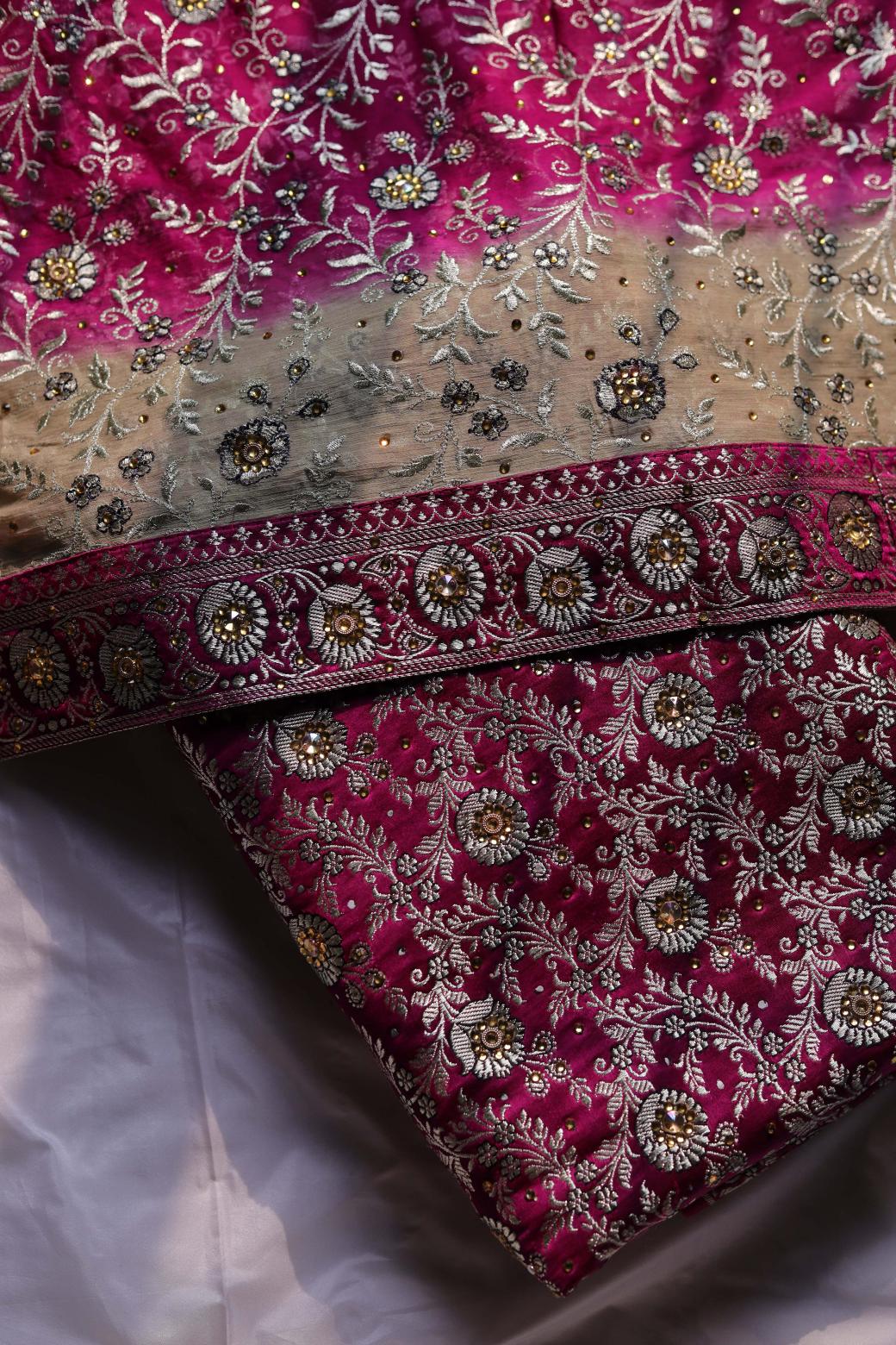 BURGUNDY COLOUR PURE KIMKHAB BANARASI GHARARA