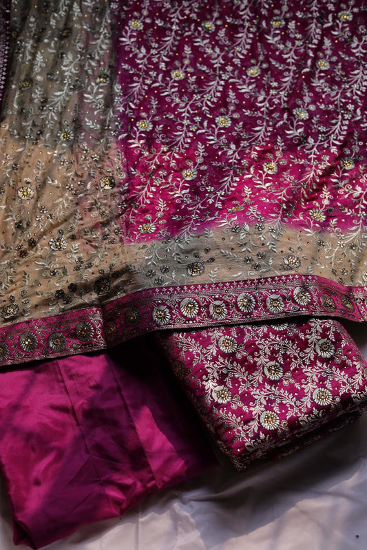 BURGUNDY COLOUR PURE KIMKHAB BANARASI GHARARA