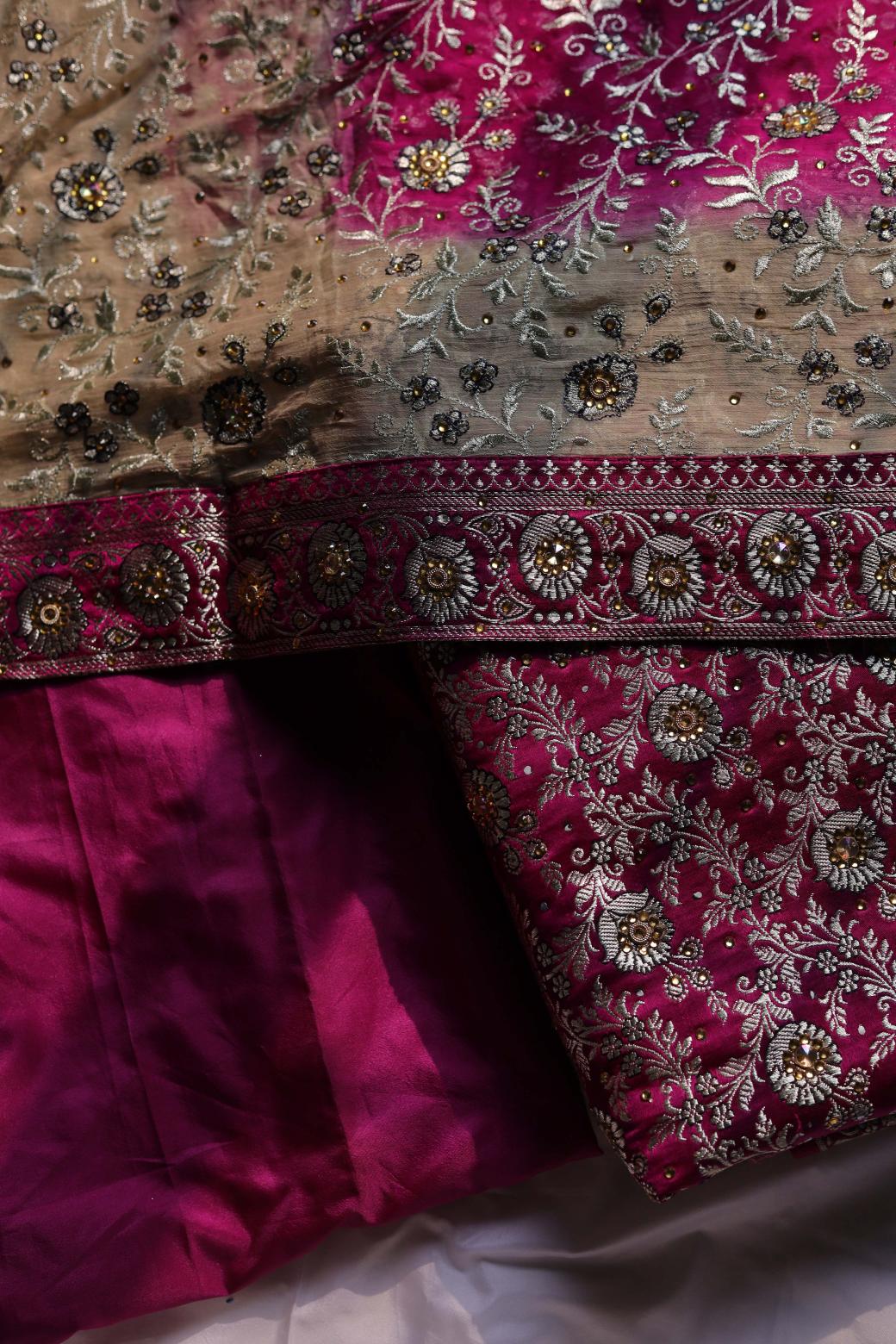 BURGUNDY COLOUR PURE KIMKHAB BANARASI GHARARA