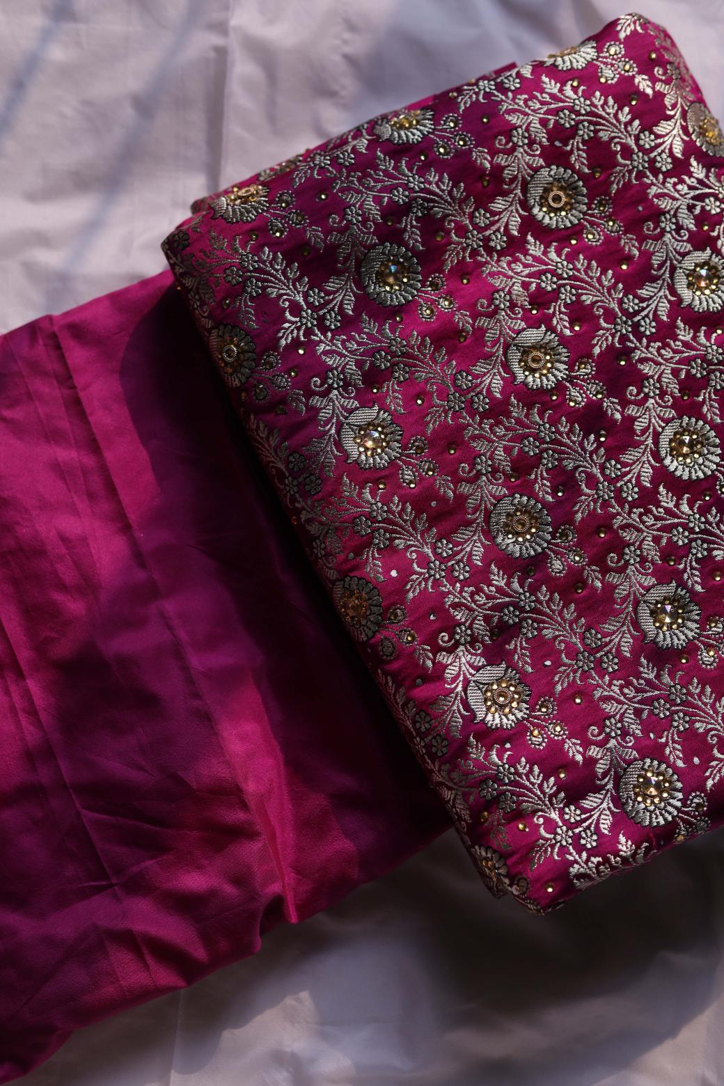 BURGUNDY COLOUR PURE KIMKHAB BANARASI GHARARA