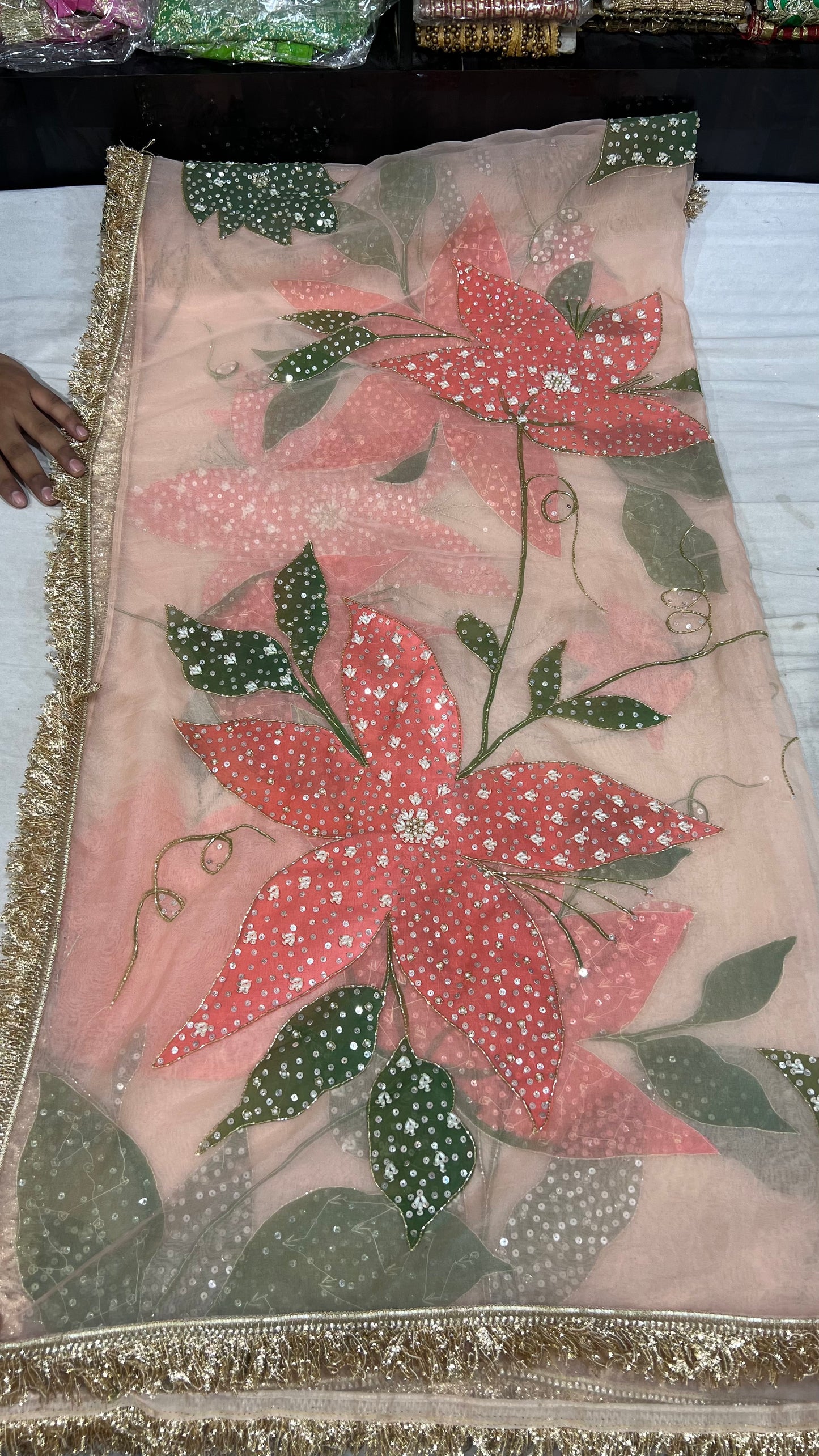 HAND PAINTED HAND WORK ZARDOZI DUPATTA