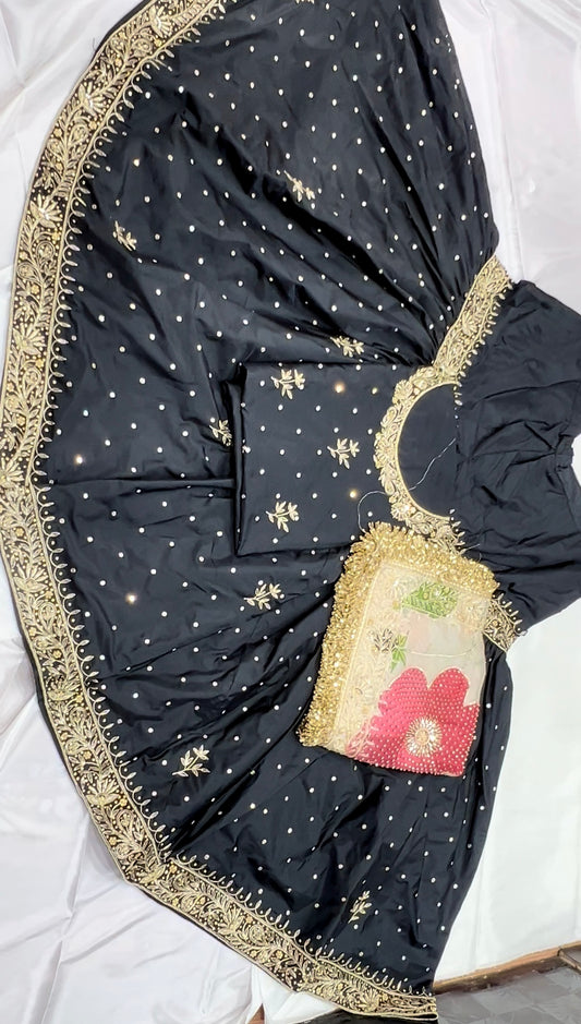 FULL DAPKA ZARDOZI HANDWORK GHARARA WITH HAND PAINTED DUPATTA