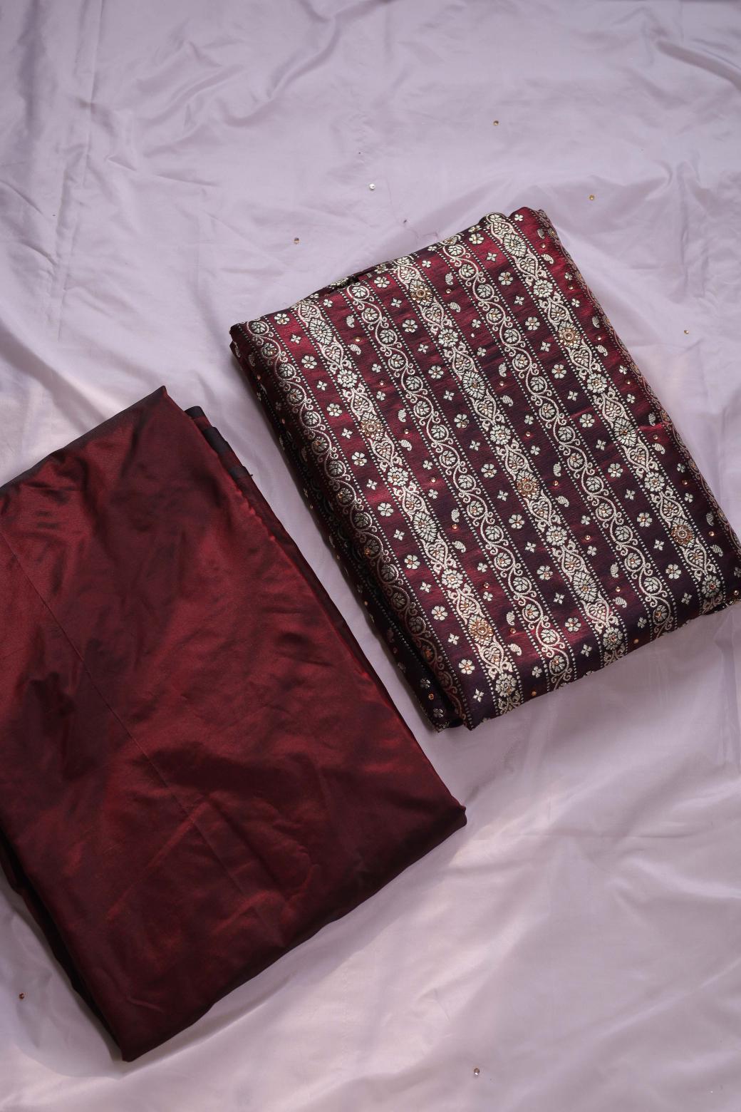 COKE COLOUR KIMKHAB BANARASI GHARARA
