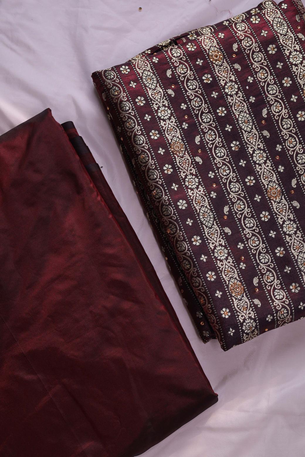 COKE COLOUR KIMKHAB BANARASI GHARARA