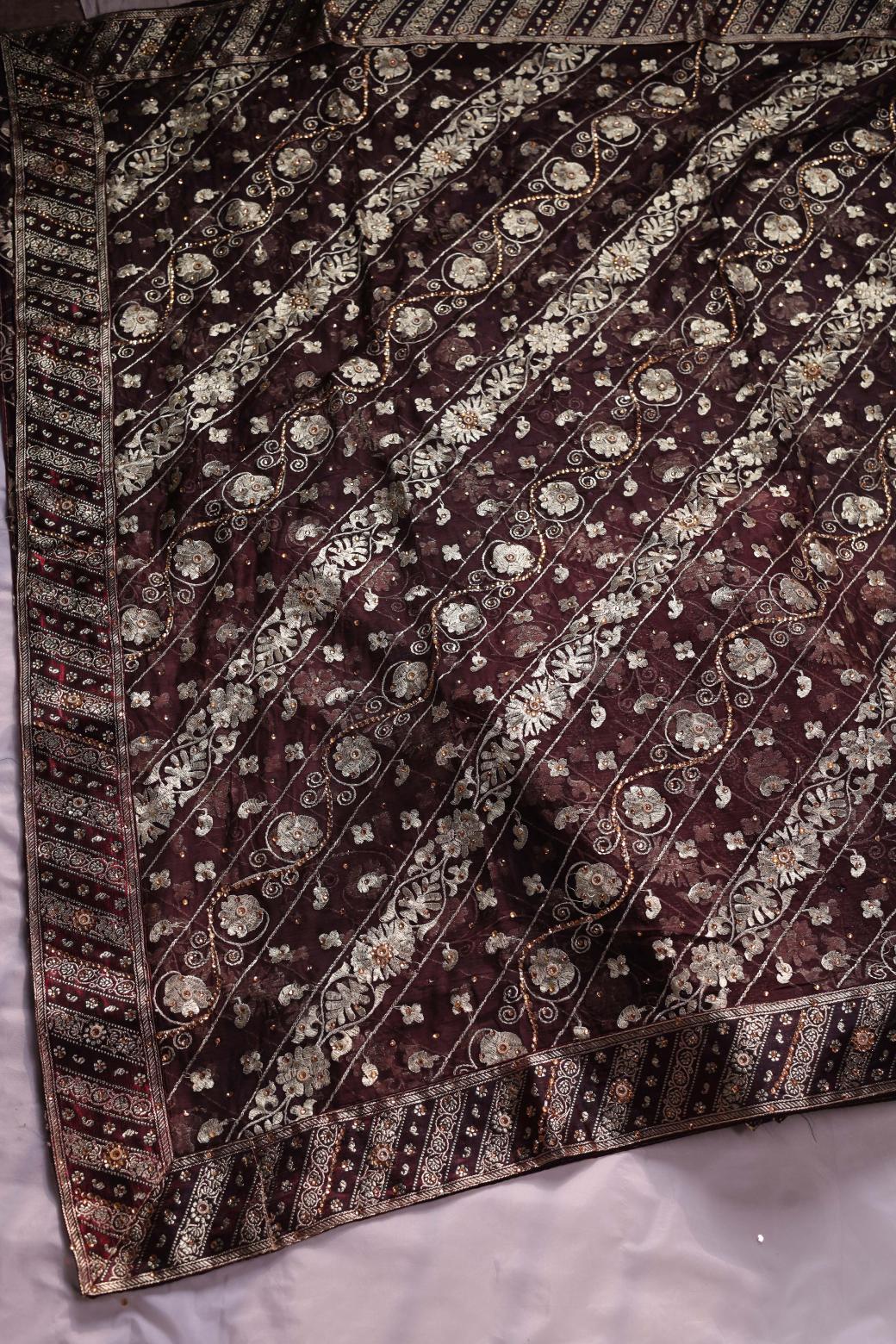 COKE COLOUR KIMKHAB BANARASI GHARARA
