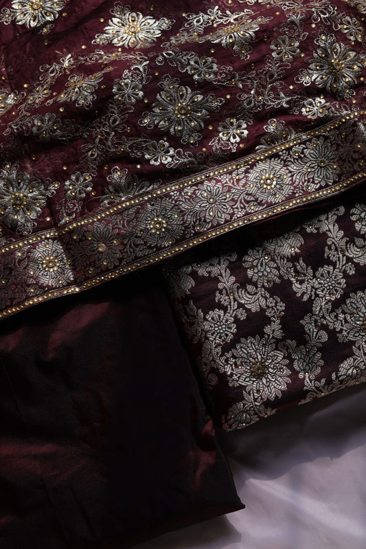 COKE COLOUR PURE KATAAN KIMKHAB BANARASI GHARARA