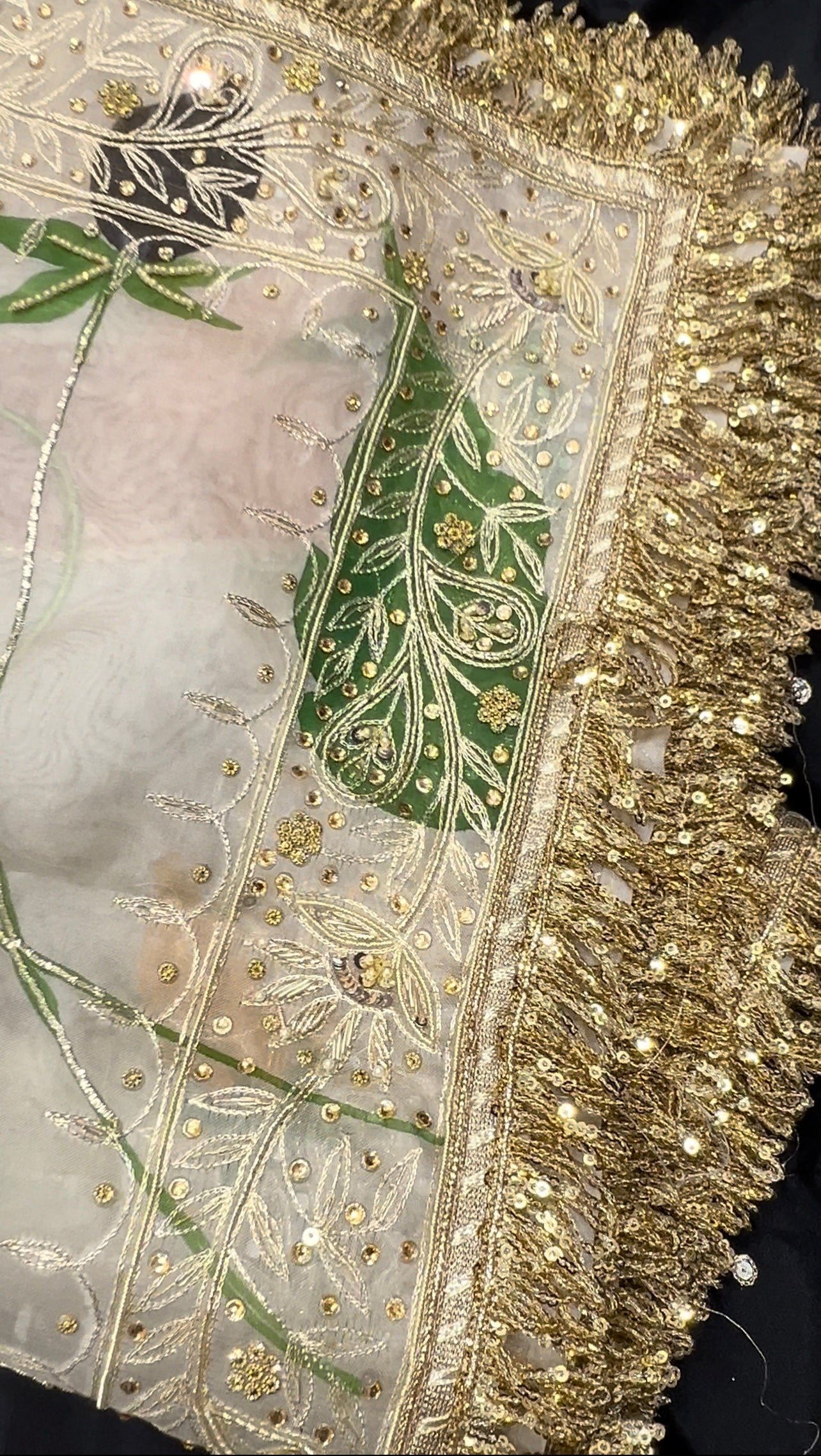 FULL DAPKA ZARDOZI HANDWORK GHARARA WITH HAND PAINTED DUPATTA