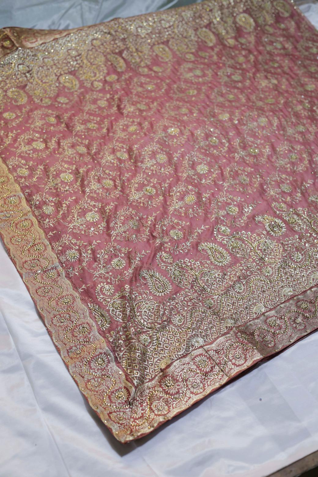 DARK ONION PINK COLOUR KIMKHAB BANARASI GHARARA