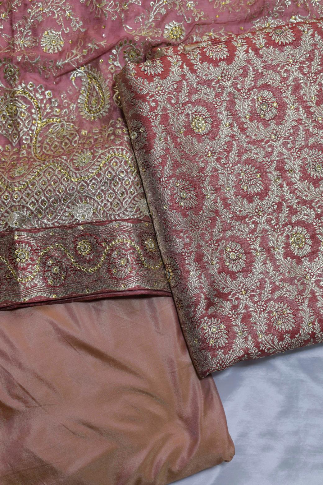 DARK ONION PINK COLOUR KIMKHAB BANARASI GHARARA