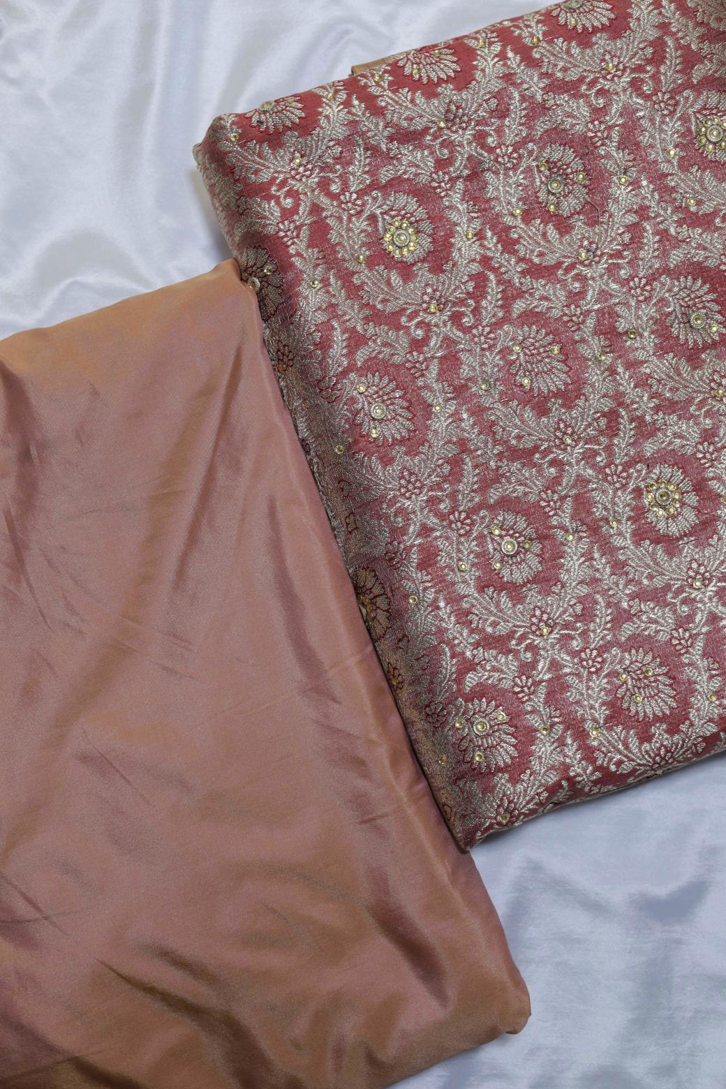 DARK ONION PINK COLOUR KIMKHAB BANARASI GHARARA