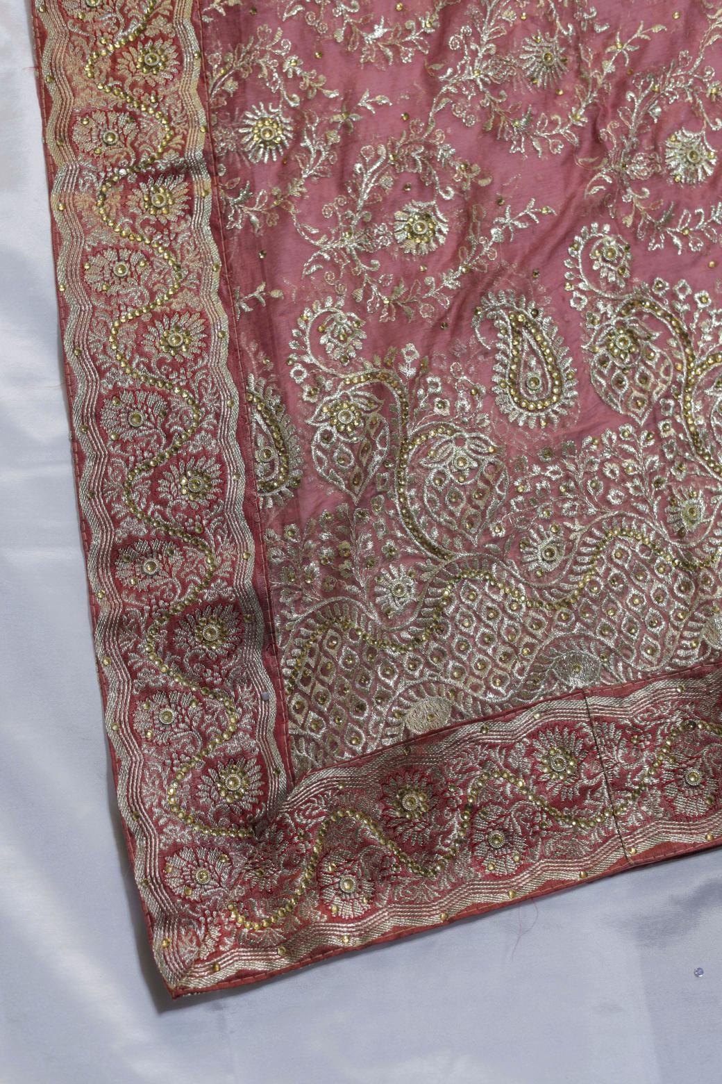 DARK ONION PINK COLOUR KIMKHAB BANARASI GHARARA