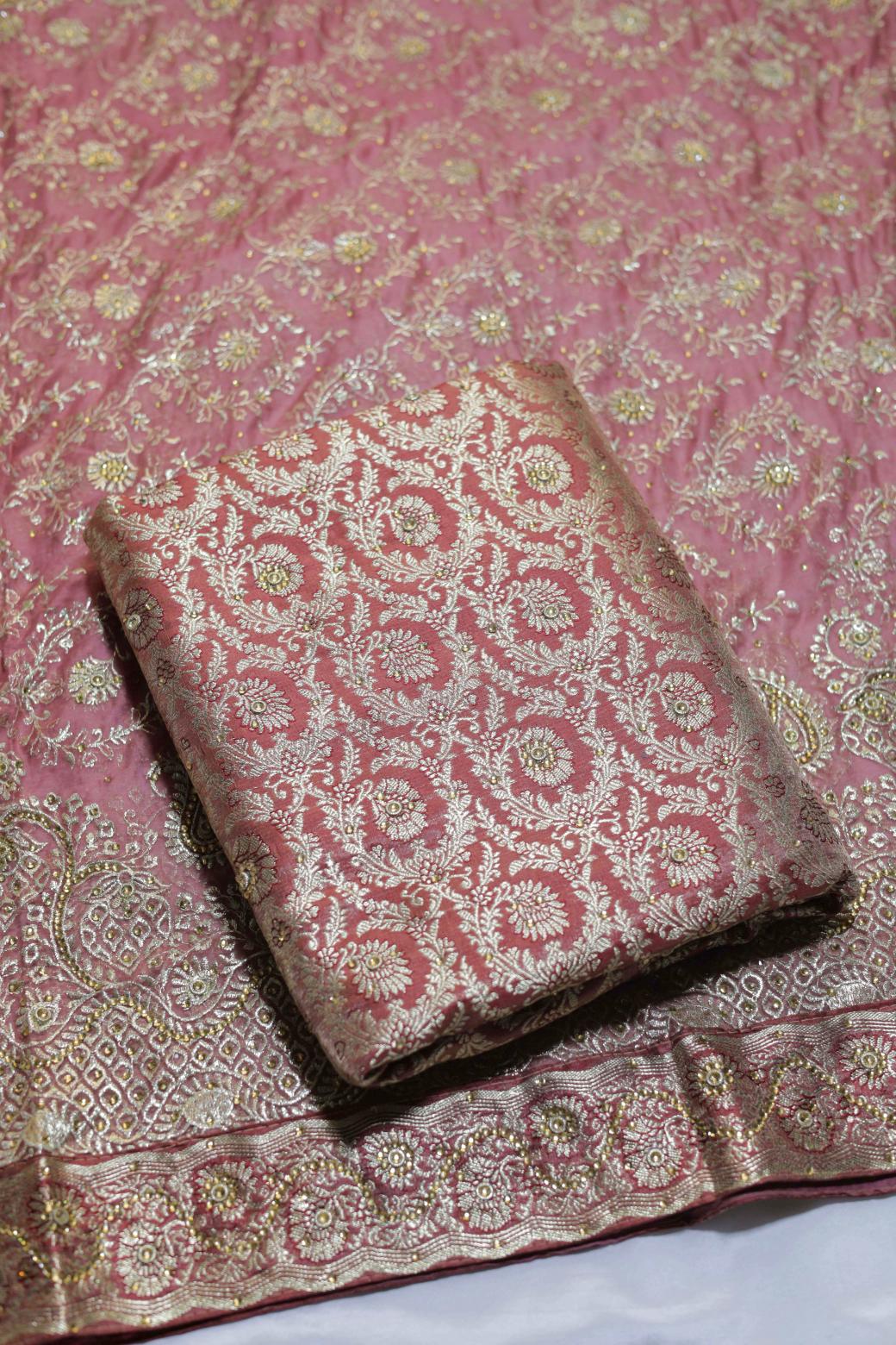 DARK ONION PINK COLOUR KIMKHAB BANARASI GHARARA