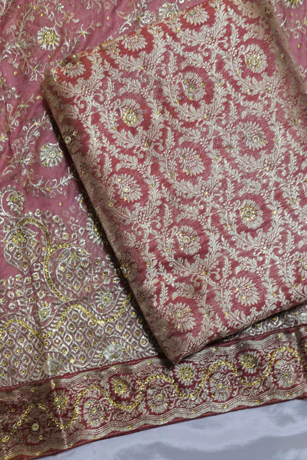 DARK ONION PINK COLOUR KIMKHAB BANARASI GHARARA